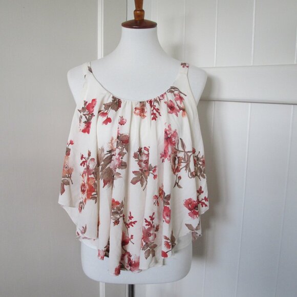 i Heart JW | Flower Flowy Crop Boho Color Top - Picture 1 of 10